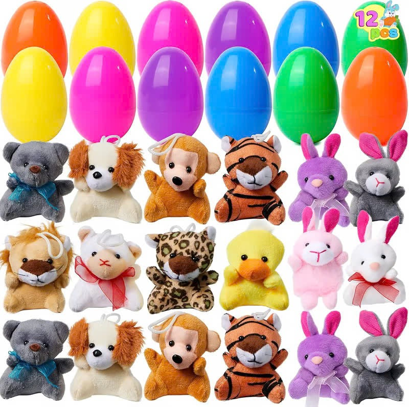 🔥50% OFF Today Only! 12/24/36 Pcs Prefilled Easter Eggs, Filled with Plush Animal Toys