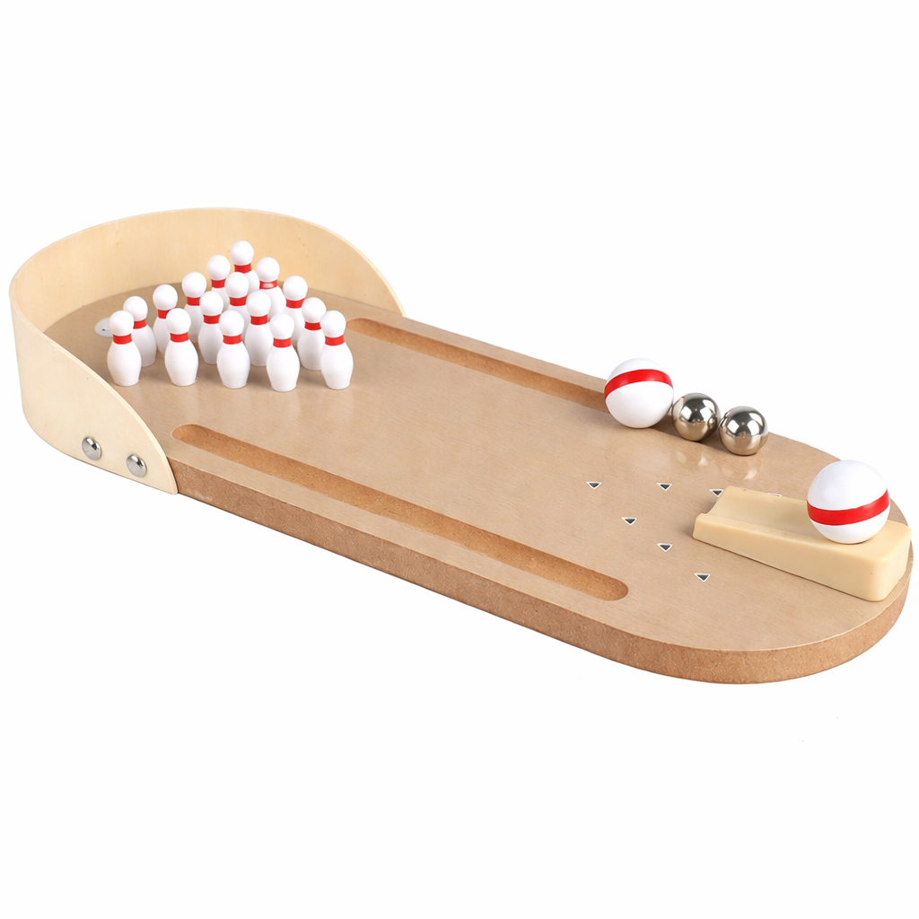 Mini Desktop Wooden Bowling Game