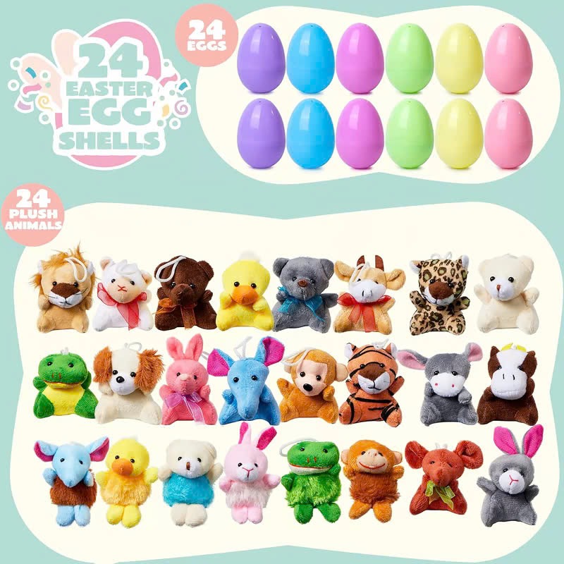 🔥50% OFF Today Only! 12/24/36 Pcs Prefilled Easter Eggs, Filled with Plush Animal Toys