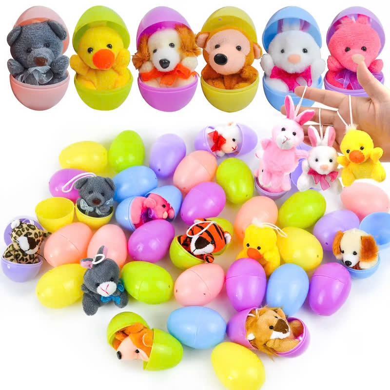 🔥50% OFF Today Only! 12/24/36 Pcs Prefilled Easter Eggs, Filled with Plush Animal Toys