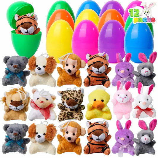 🔥50% OFF Today Only! 12/24/36 Pcs Prefilled Easter Eggs, Filled with Plush Animal Toys