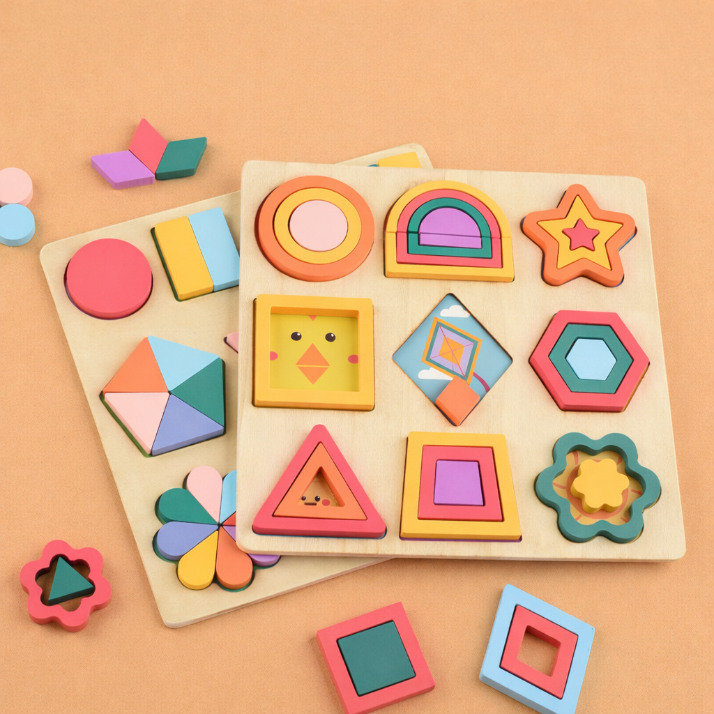 Wooden Montessori Geometric Shape Sorting Board