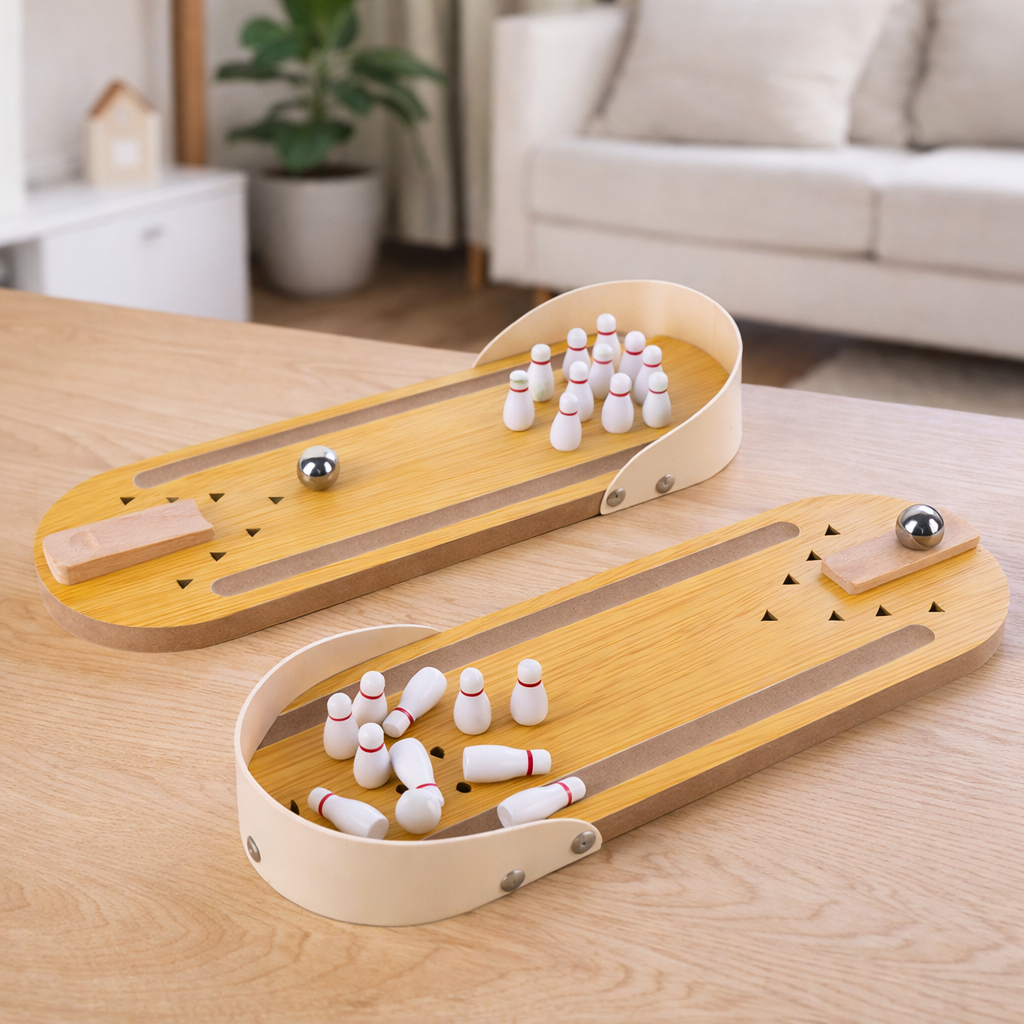 Mini Desktop Wooden Bowling Game